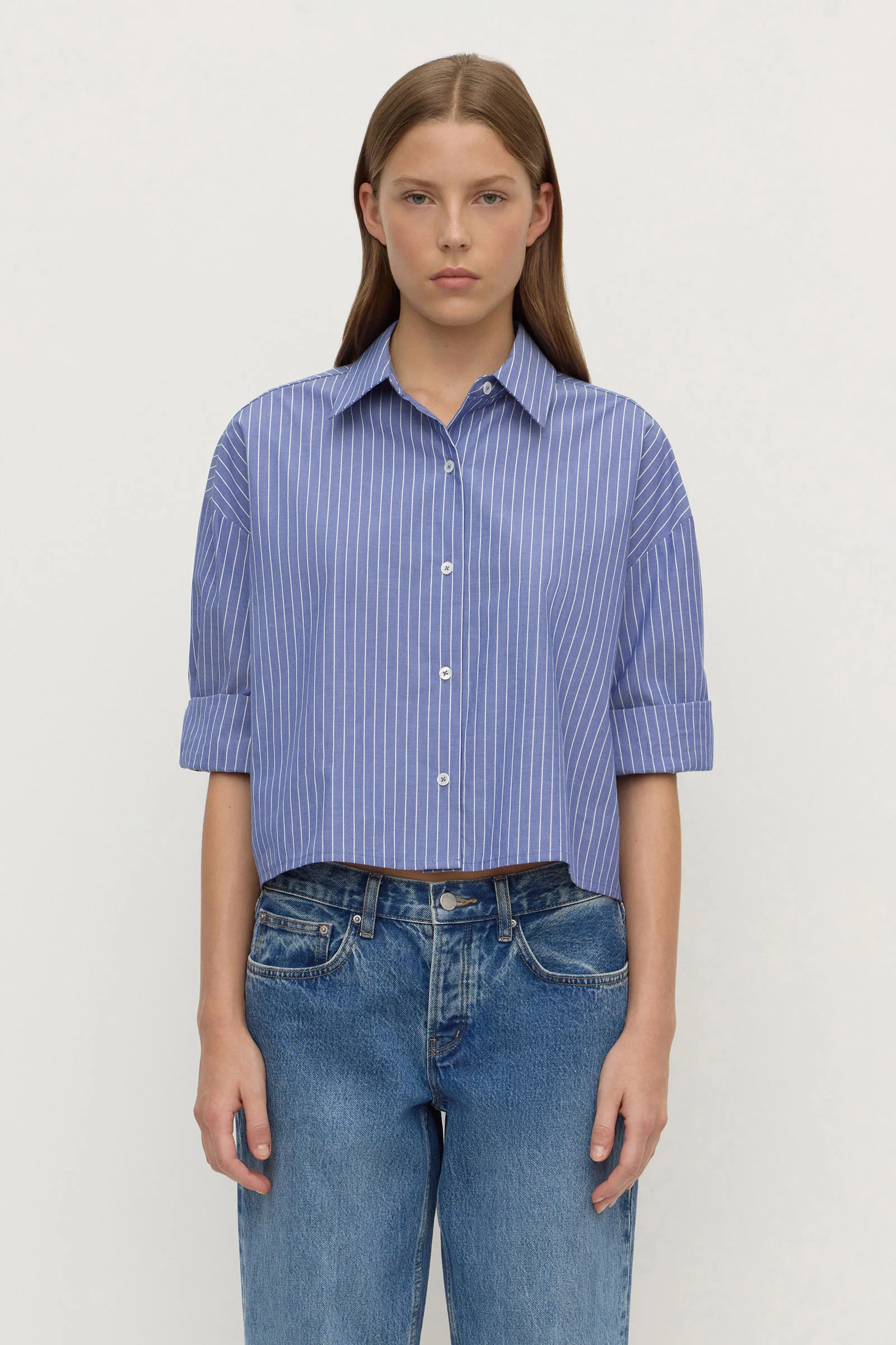Anais Stripe Cropped Shirt