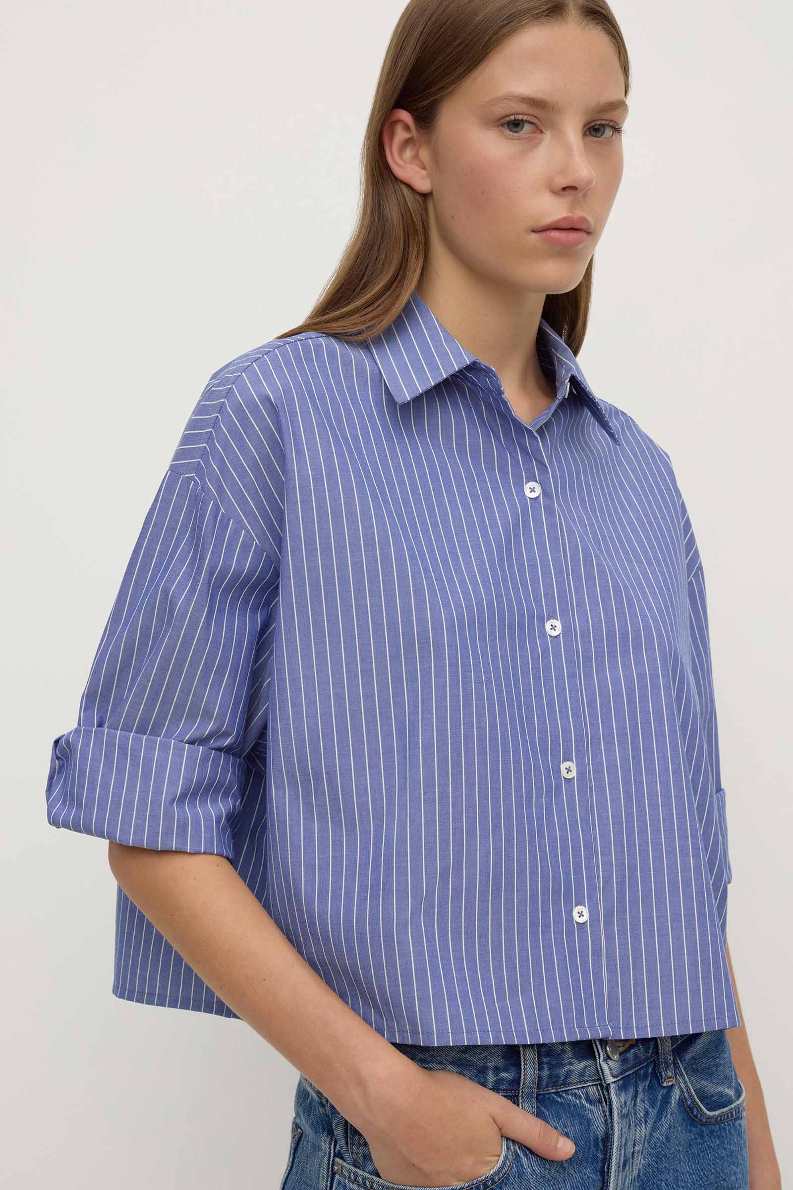 Anais Stripe Cropped Shirt - Image 2