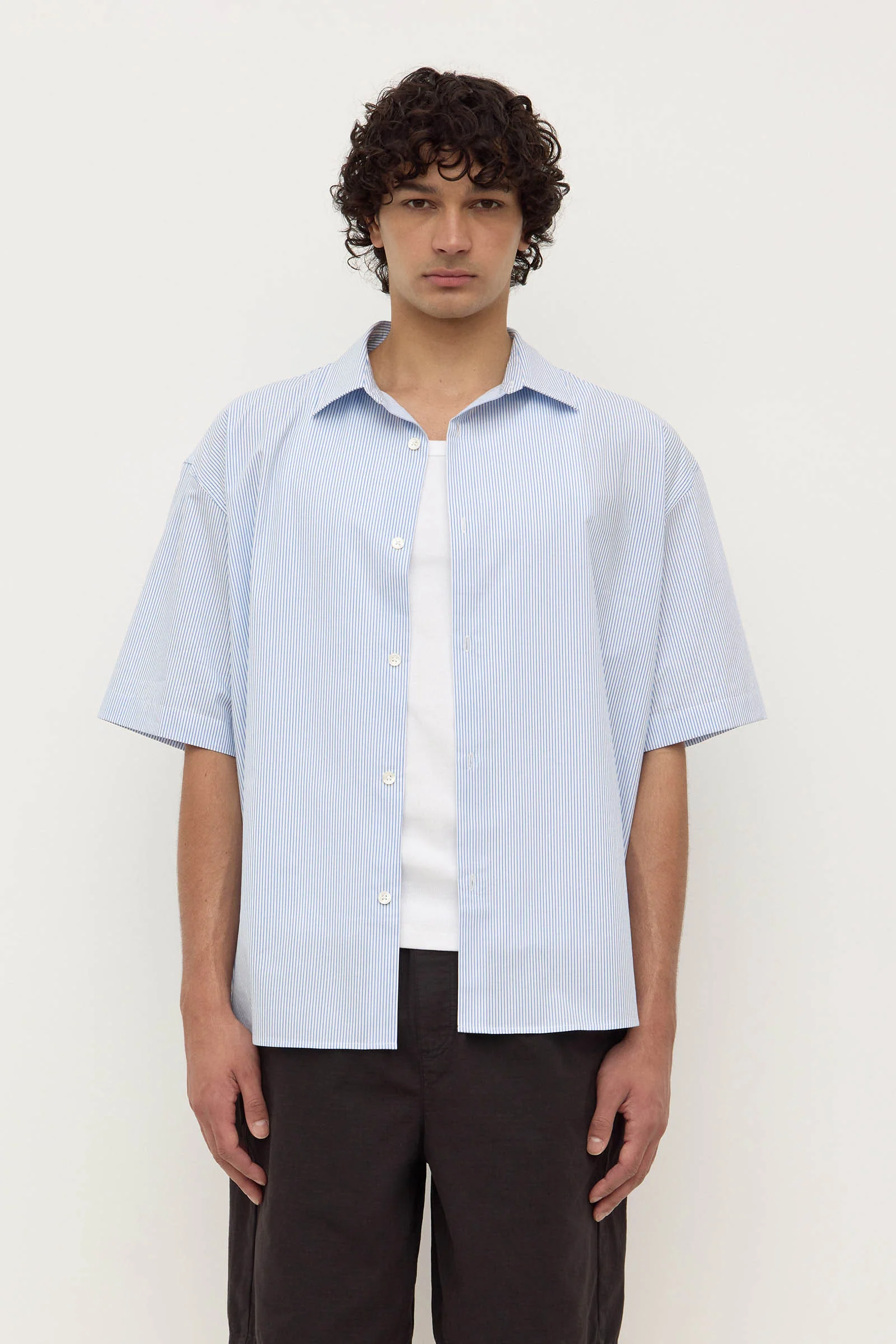 Aron Poplin Stripe Short Sleeve Shirt