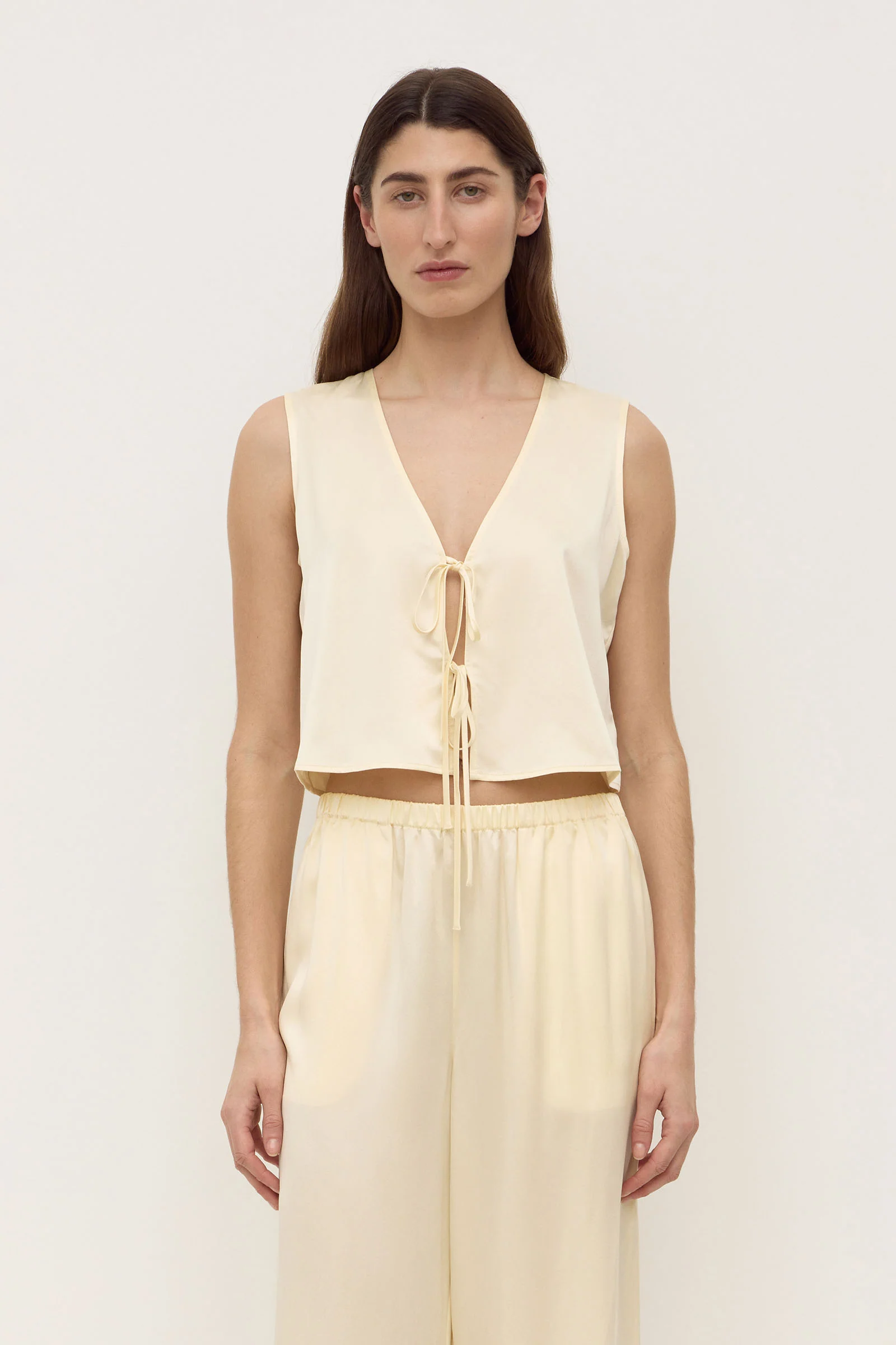 Beal Silk Tie Front Top