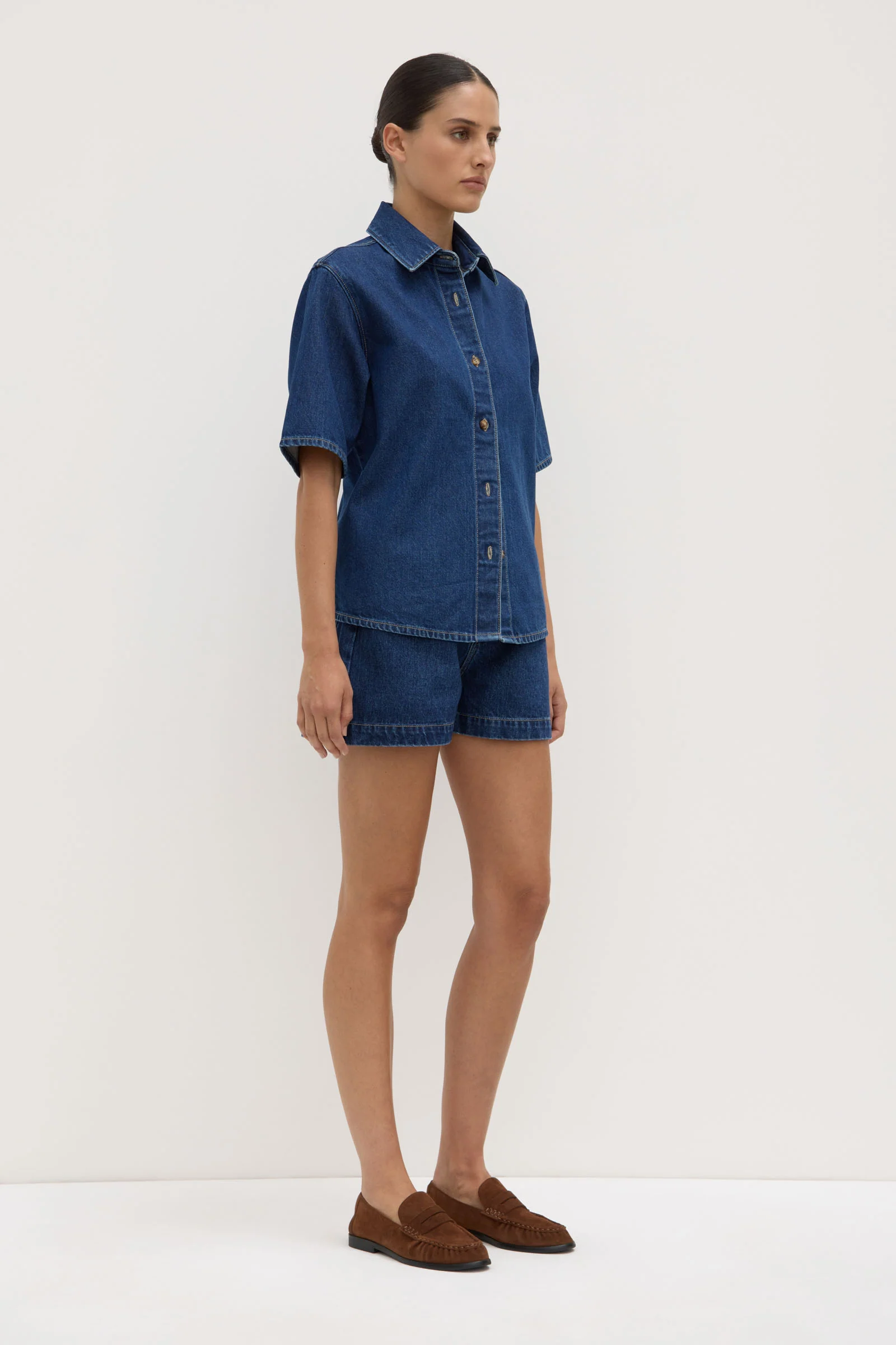 Boxy Denim Short Sleeve Shirt - Image 4
