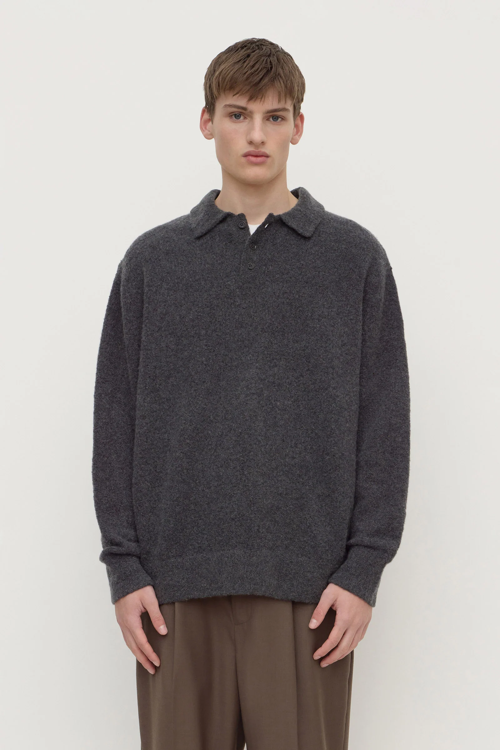 Dover Boucle Knit Cashmere Polo