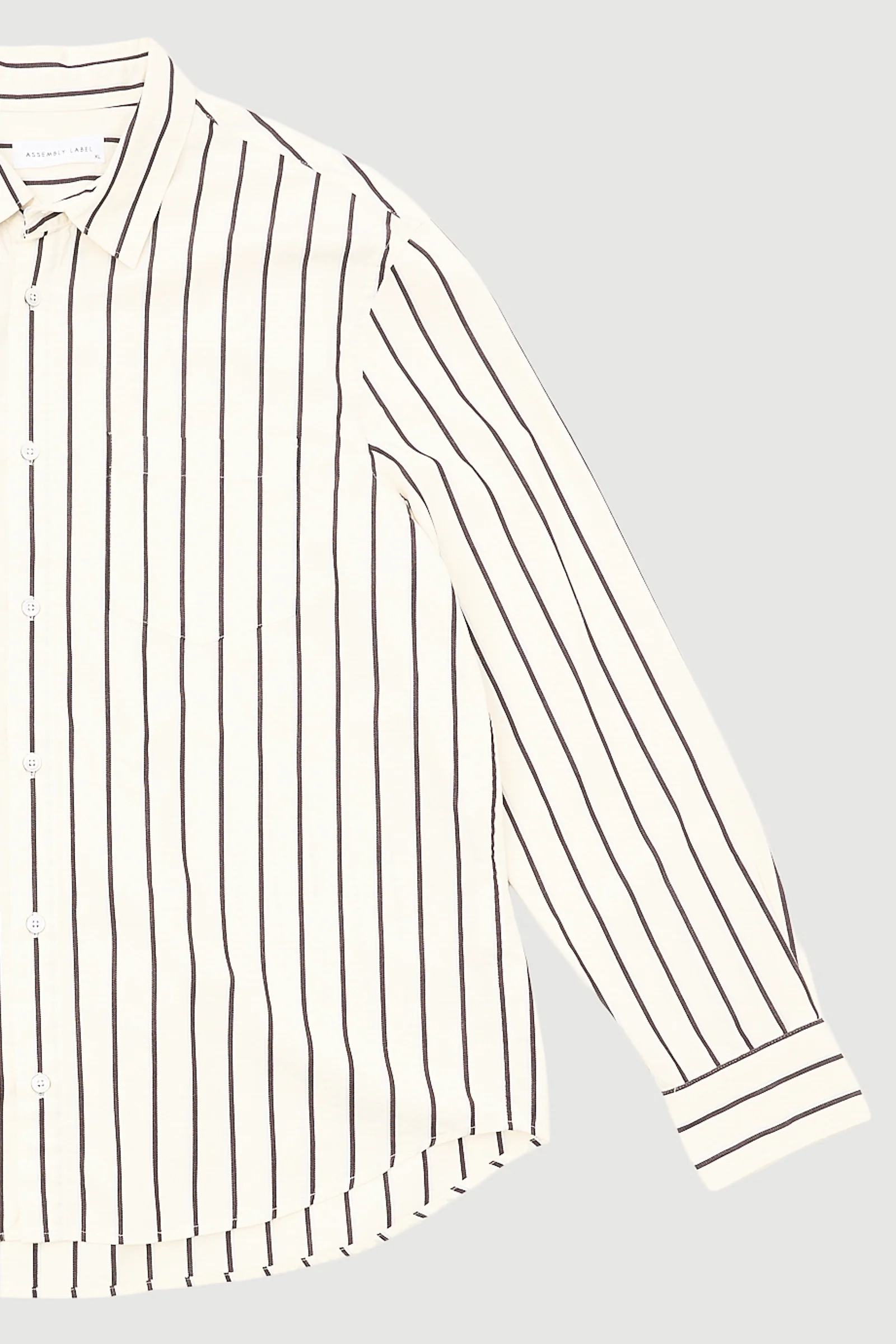 Re-Worn Mens Cotton Stripe Long Sleeve Shirt - Image 2