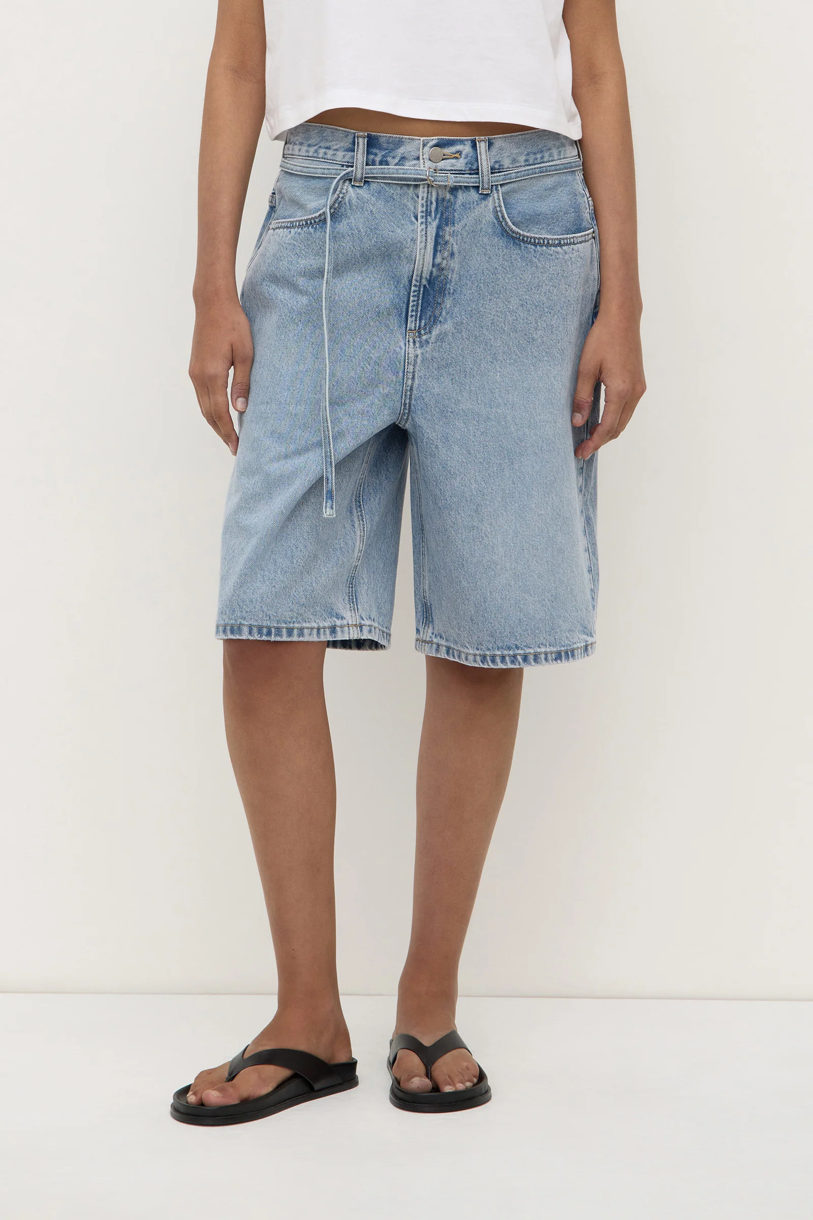 Loose Fit Long Denim Short - Image 2