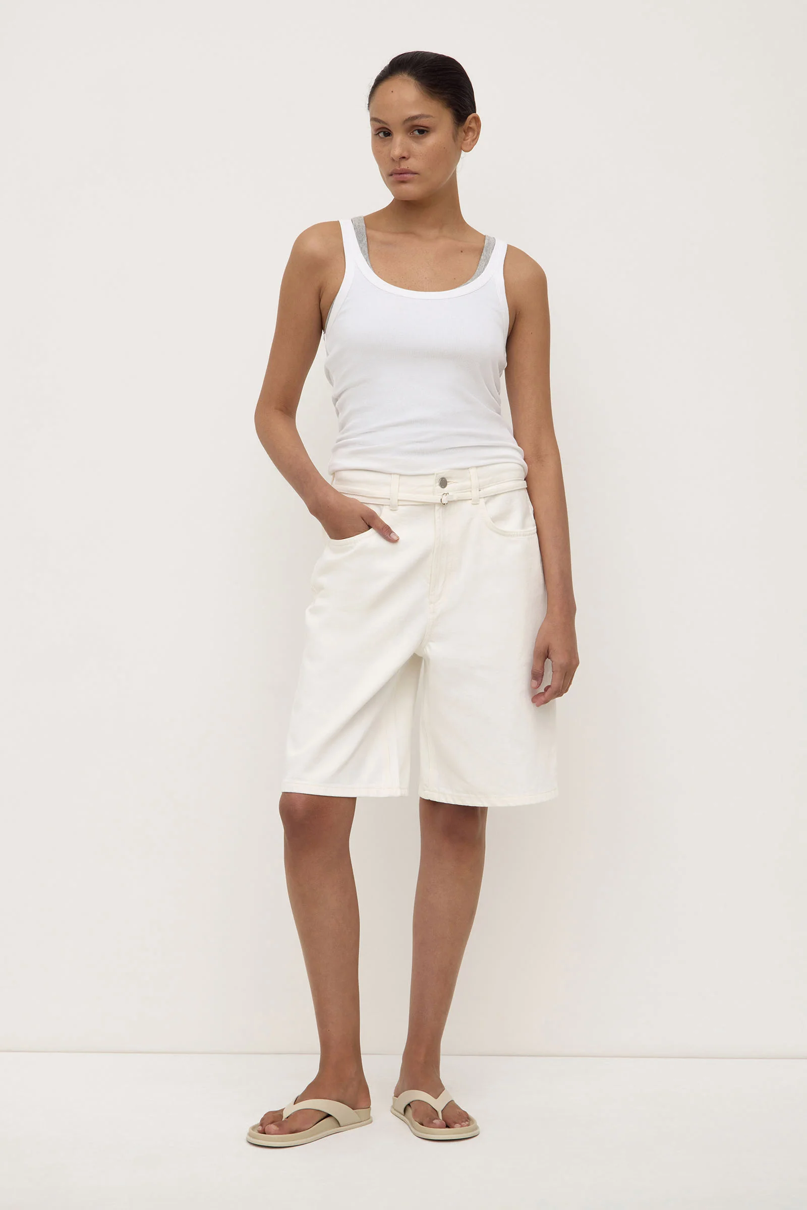 Loose Fit Long Denim Short - Image 3