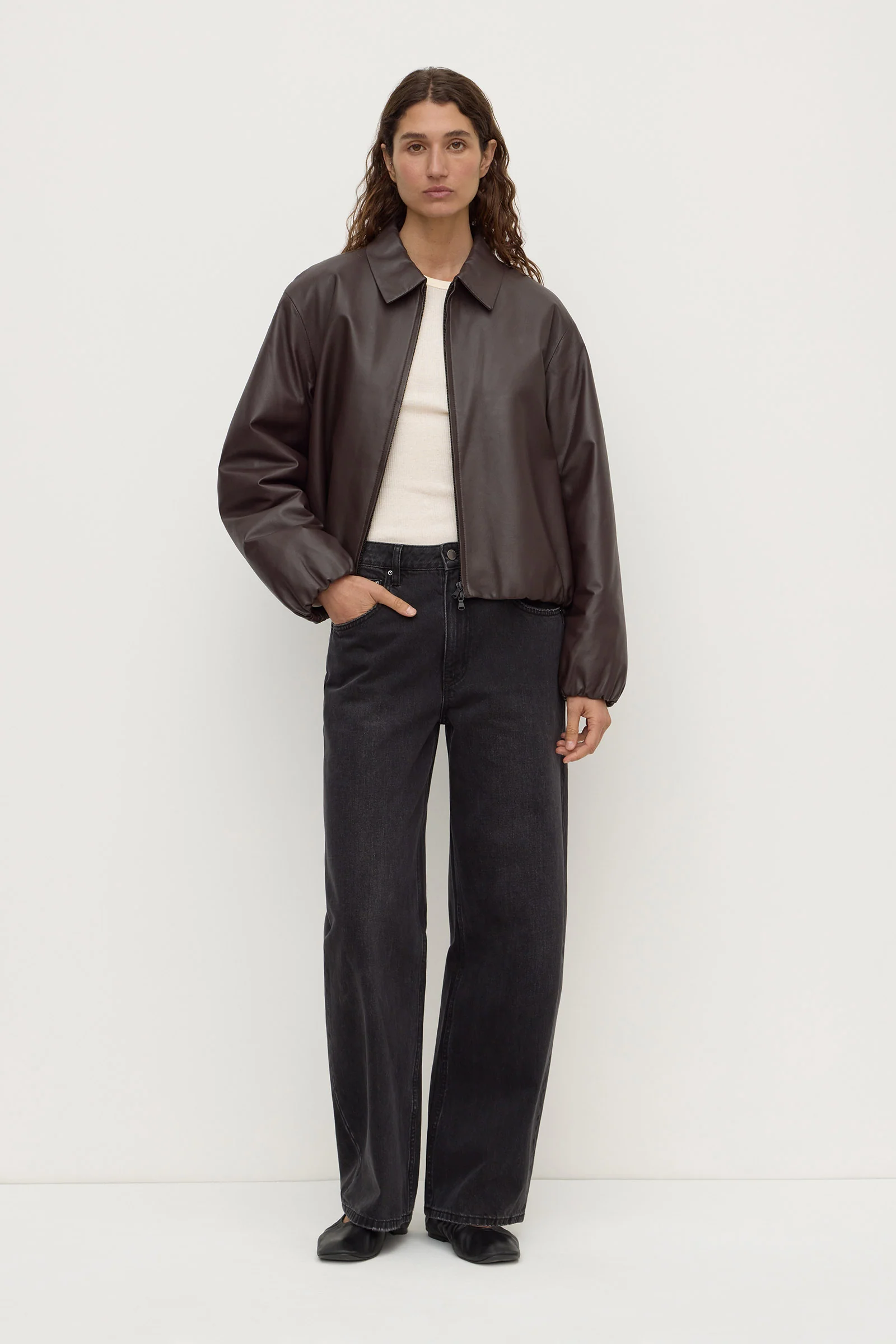 Myra Leather Bomber Jacket - Image 3