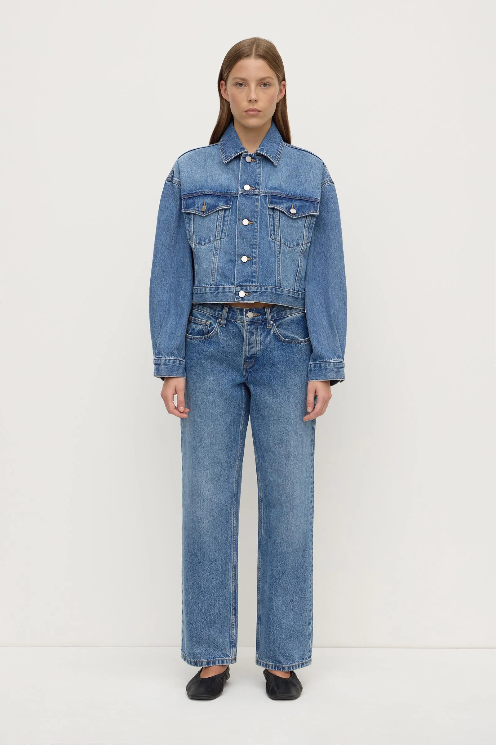 Womens Cropped Denim Jacket - Image 3