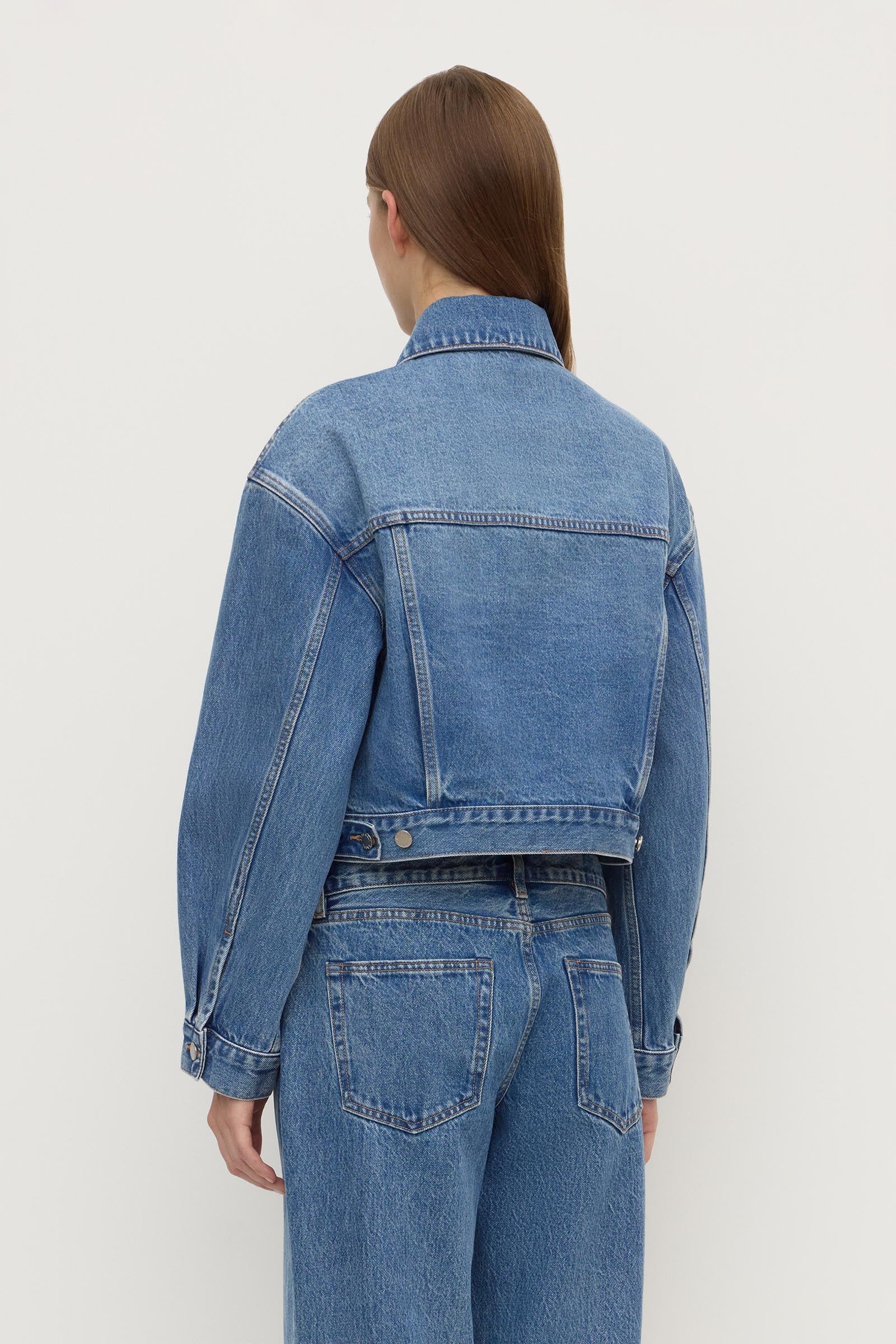 Womens Cropped Denim Jacket - Image 5